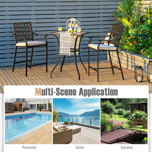 Patio Square Bar Table for Garden Backyard - Color: Black W2B