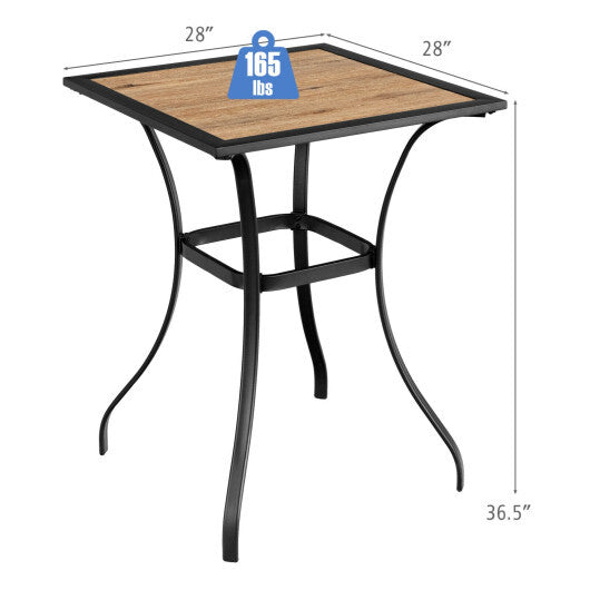Patio Square Bar Table for Garden Backyard - Color: Black W2B
