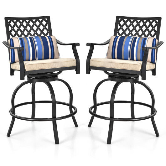 Set of 2 Outdoor Bar Height Chair with Soft Cushions