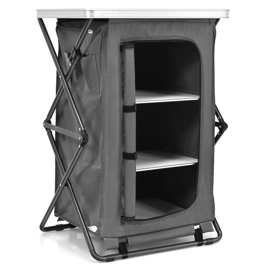 Folding Camping Storage Cabinet with 3 Shelves and Carry Bag-XL W2B