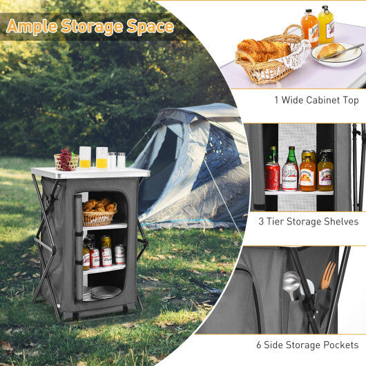 Folding Camping Storage Cabinet with 3 Shelves and Carry Bag-XL W2B