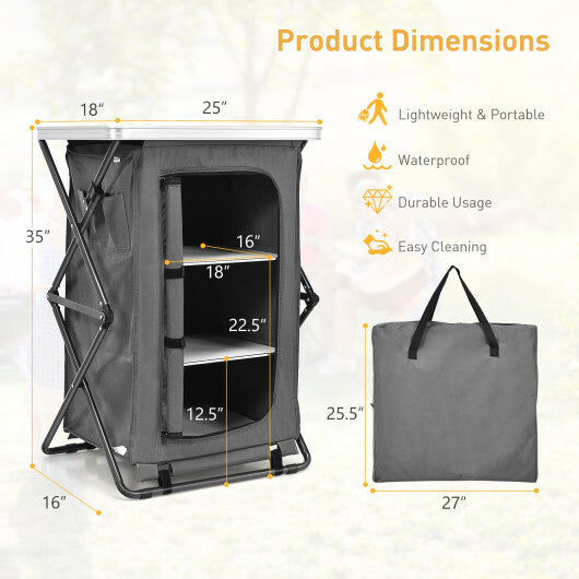 Folding Camping Storage Cabinet with 3 Shelves and Carry Bag-XL W2B