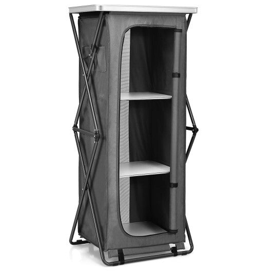 Folding Camping Storage Cabinet with 3 Shelves and Carry Bag-XL W2B