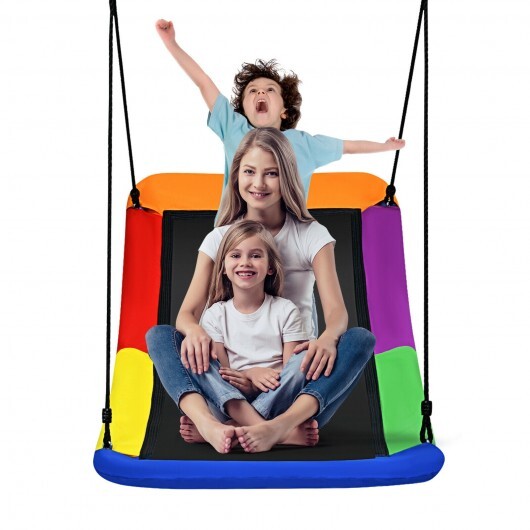 700lb Giant 60 Inch Platform Tree Swing for Kids and Adults-Multicolor