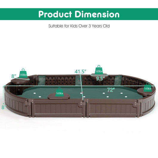 6 Feet Kids Oval Sandbox with Built-in Corner Seat and Bottom Liner-White W2B