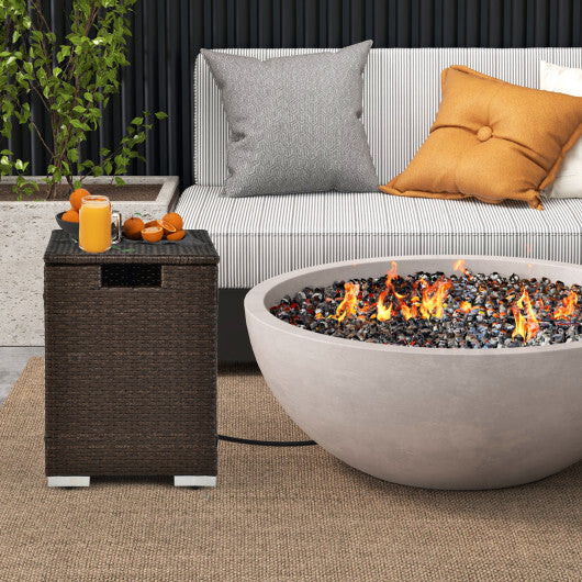 2-in-1 Patio Rattan Gas Propane Tank Cover for 20 lbs Propane Tanks-Black W2B