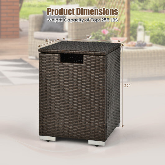 2-in-1 Patio Rattan Gas Propane Tank Cover for 20 lbs Propane Tanks-Black W2B