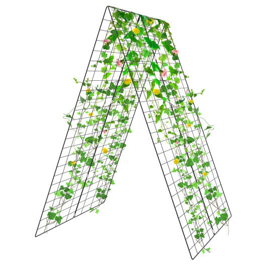 2 Pieces Foldable A-Frame Trellis Plant Supports with Twist Ties-Green W2B