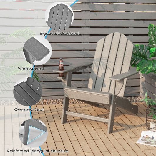 Outdoor Adirondack Chair with Built-in Cup Holder for Backyard Porch-White