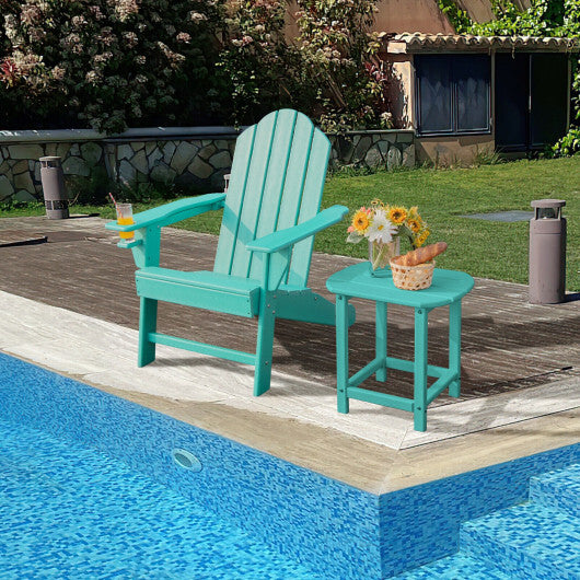Outdoor Adirondack Chair with Built-in Cup Holder for Backyard Porch-White