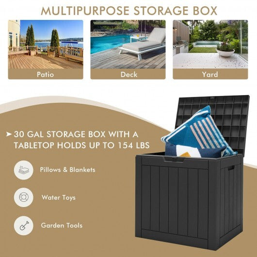 30 Gallon Deck Box Storage Container Seating Tools-Black - Color: Black W2B