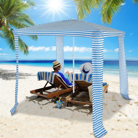 6.6 x 6.6 Feet Foldable and Easy-Setup Beach Canopy With Carry Bag-Blue W2B