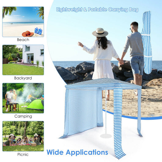6.6 x 6.6 Feet Foldable and Easy-Setup Beach Canopy With Carry Bag-Blue W2B