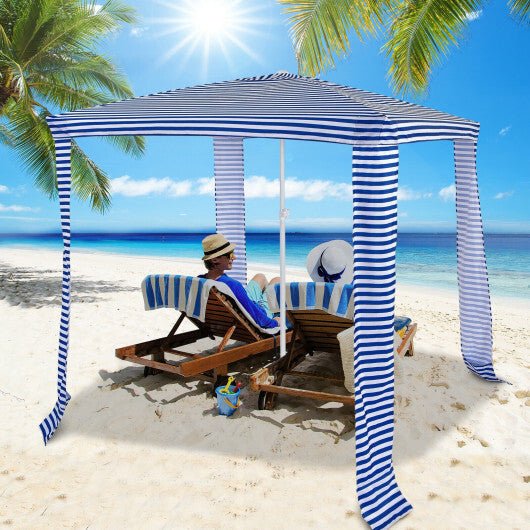 6.6 x 6.6 Feet Foldable and Easy-Setup Beach Canopy With Carry Bag-Blue W2B