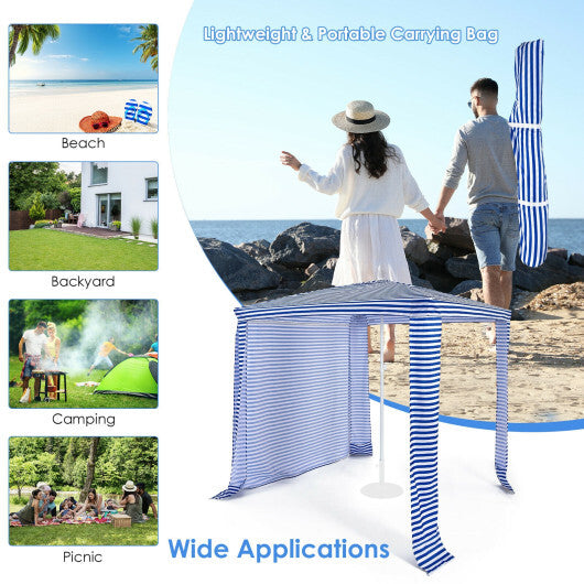 6.6 x 6.6 Feet Foldable and Easy-Setup Beach Canopy With Carry Bag-Blue W2B