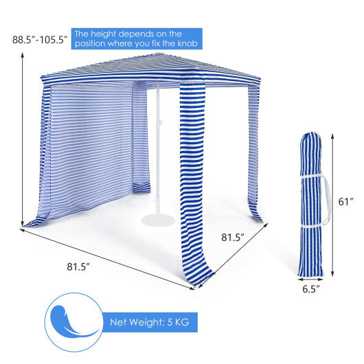 6.6 x 6.6 Feet Foldable and Easy-Setup Beach Canopy With Carry Bag-Blue W2B