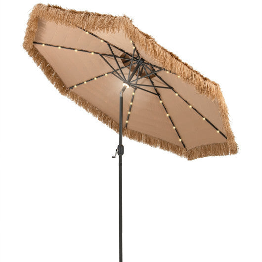 10 Feet Hawaiian Style Solar Lighted Thatched Tiki Patio Umbrella W2B