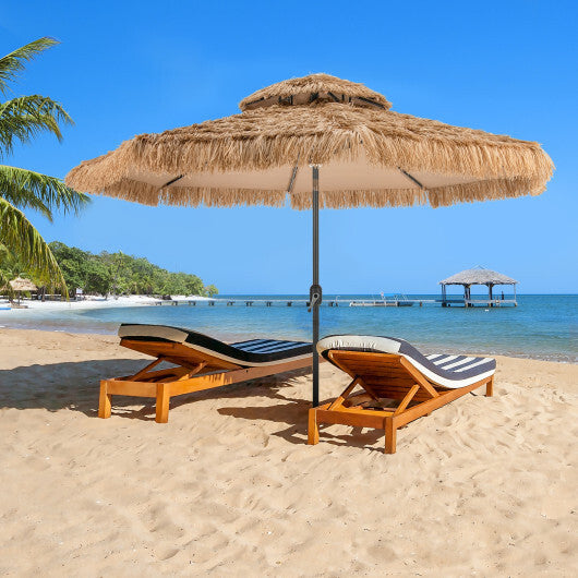 10 Feet Hawaiian Style Solar Lighted Thatched Tiki Patio Umbrella W2B