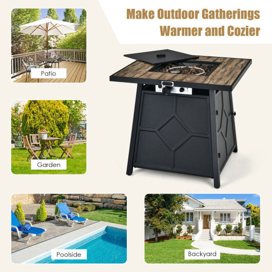 40 000 BTU 28 Inches Propane Gas Fire Pit Table With Cover W2B