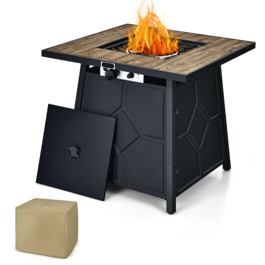 40 000 BTU 28 Inches Propane Gas Fire Pit Table With Cover W2B