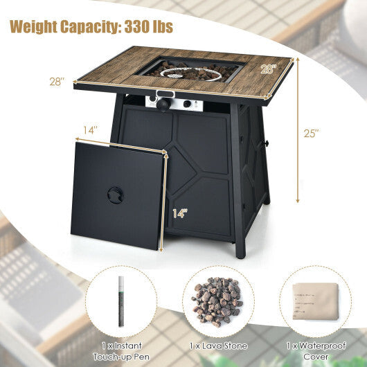 40 000 BTU 28 Inches Propane Gas Fire Pit Table With Cover W2B