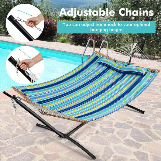 Patio Hammock Foldable Portable Swing Chair Bed with Detachable Pillow W2B