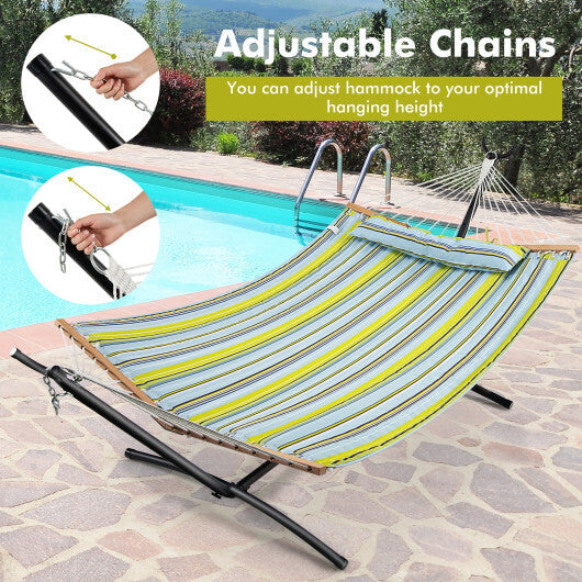 Patio Hammock Foldable Portable Swing Chair Bed with Detachable Pillow W2B
