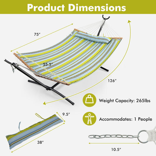 Patio Hammock Foldable Portable Swing Chair Bed with Detachable Pillow W2B