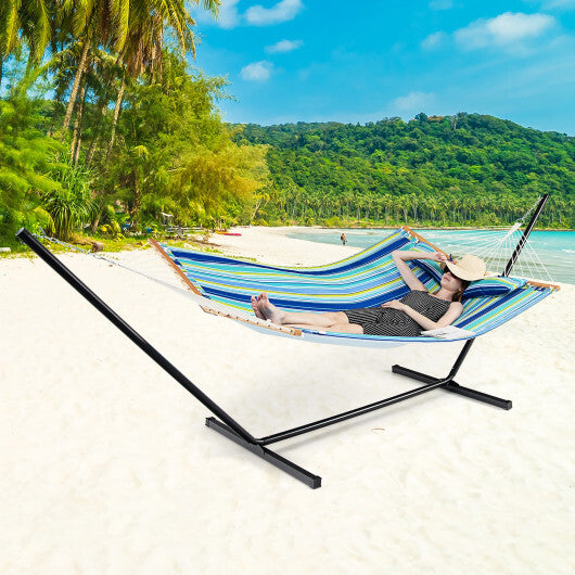 Patio Hammock Foldable Portable Swing Chair Bed with Detachable Pillow W2B