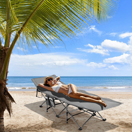 Folding Retractable Travel Camping Cot with Mattress and Carry Bag-Blue