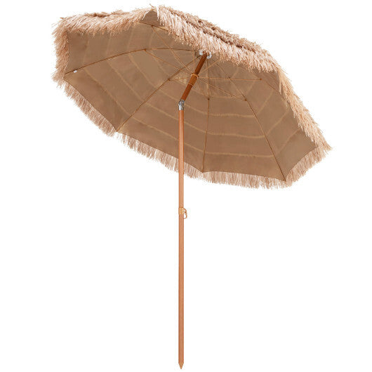 7.2 Feet Patio Thatched Tiki Umbrella Hawaiian Hula Beach Umbrella - Color: Natural - Size: 7.2 ft W2B