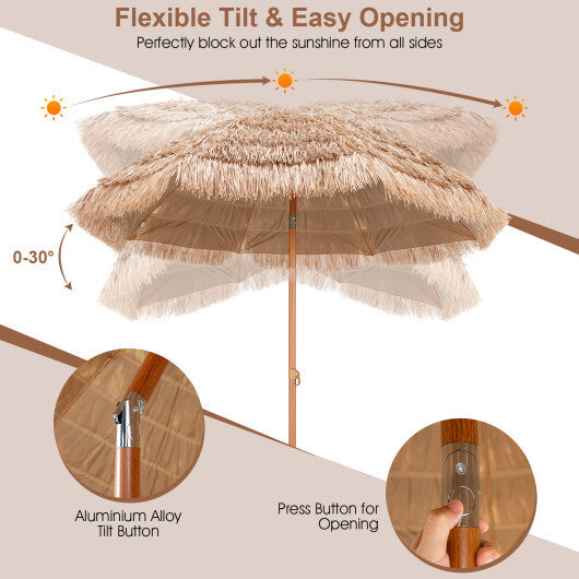 7.2 Feet Patio Thatched Tiki Umbrella Hawaiian Hula Beach Umbrella W2B