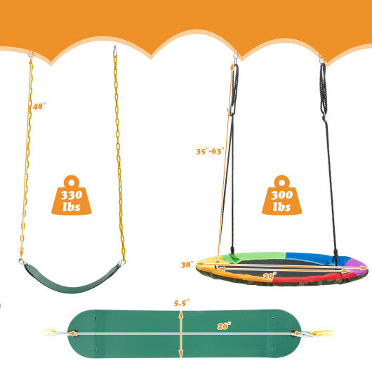 2-Pack Swing Set Swing Seat Replacement and Saucer Tree Swing (Without Stand) W2B