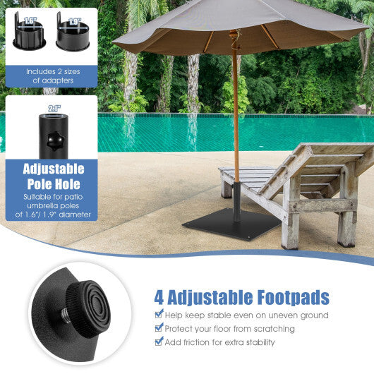 20 Inches Patio Umbrella Base with 4 Adjustable Footpads - Color: Black W2B