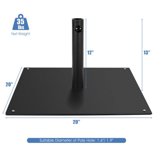20 Inches Patio Umbrella Base with 4 Adjustable Footpads - Color: Black W2B