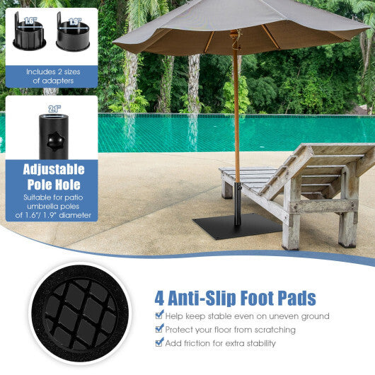 42 LBS Weighted 25 Inch Square Patio Umbrella Base - Color: Black W2B