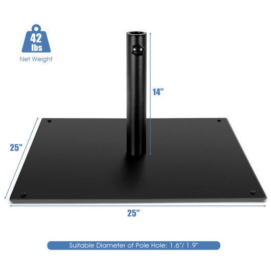 42 LBS Weighted 25 Inch Square Patio Umbrella Base - Color: Black W2B