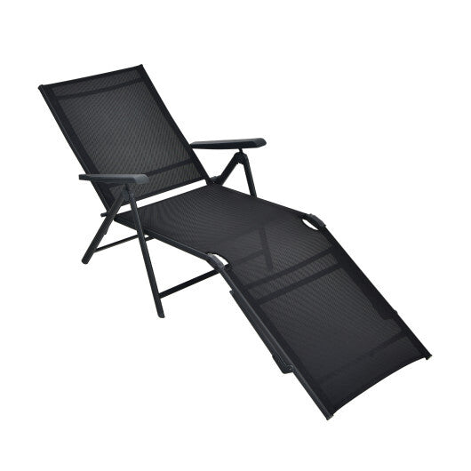 Patio Foldable Chaise Lounge Chair with Backrest and Footrest-Brown W2B