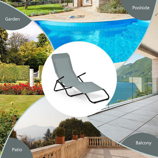 2 Pieces Folding Portable Patio Chaise Lounger with Rocking Design-Light Green LuxuryLifeWay Online Store