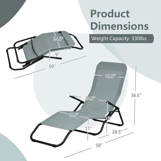 2 Pieces Folding Portable Patio Chaise Lounger with Rocking Design-Light Green LuxuryLifeWay Online Store