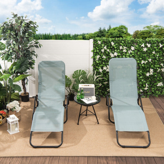 2 Pieces Folding Portable Patio Chaise Lounger with Rocking Design-Light Green - Color: Light Green W2B