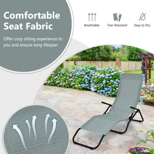 2 Pieces Folding Portable Patio Chaise Lounger with Rocking Design-Light Green - Color: Light Green W2B