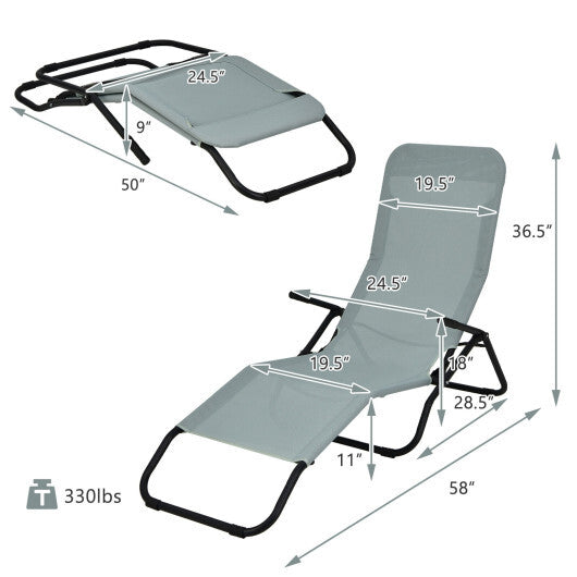 2 Pieces Folding Portable Patio Chaise Lounger with Rocking Design-Light Green - Color: Light Green W2B