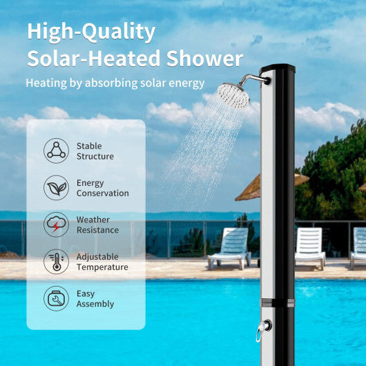 7.2 Feet 9.3 Gallon Solar Heated Shower with Adjustable Head and Foot Tap W2B