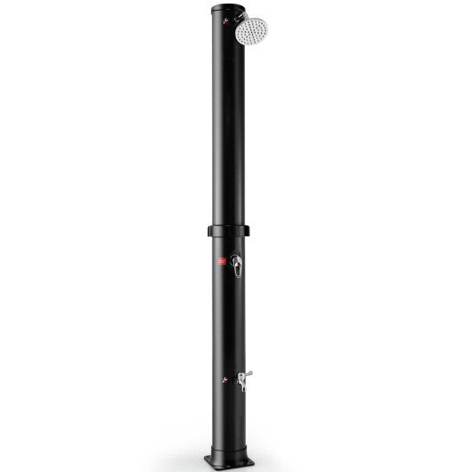 7.2 Feet Solar-Heated Outdoor Shower with Free-Rotating Shower Head-Black W2B