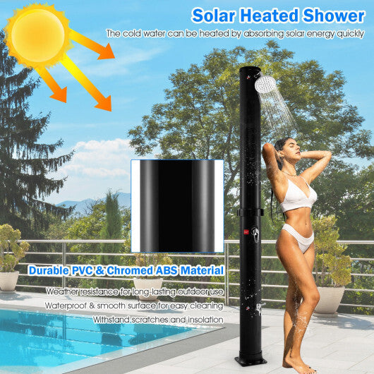 7.2 Feet Solar-Heated Outdoor Shower with Free-Rotating Shower Head-Black W2B