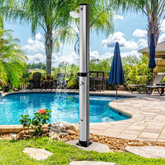 7.2 Feet Solar-Heated Outdoor Shower with Free-Rotating Shower Head-Black W2B