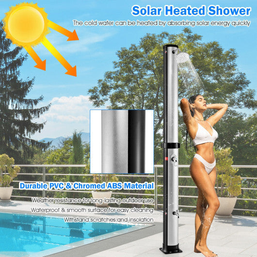 7.2 Feet Solar-Heated Outdoor Shower with Free-Rotating Shower Head-Black W2B