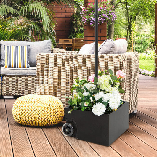 150 Pounds Patio Umbrella Base Stand Wheels Planter Outdoor-Coffee W2B
