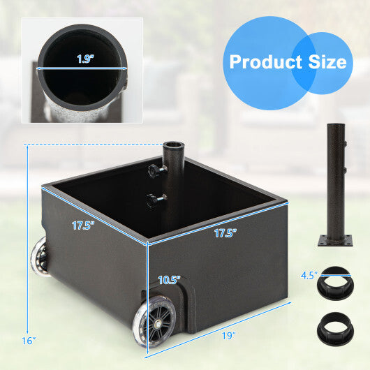 150 Pounds Patio Umbrella Base Stand Wheels Planter Outdoor-Coffee W2B